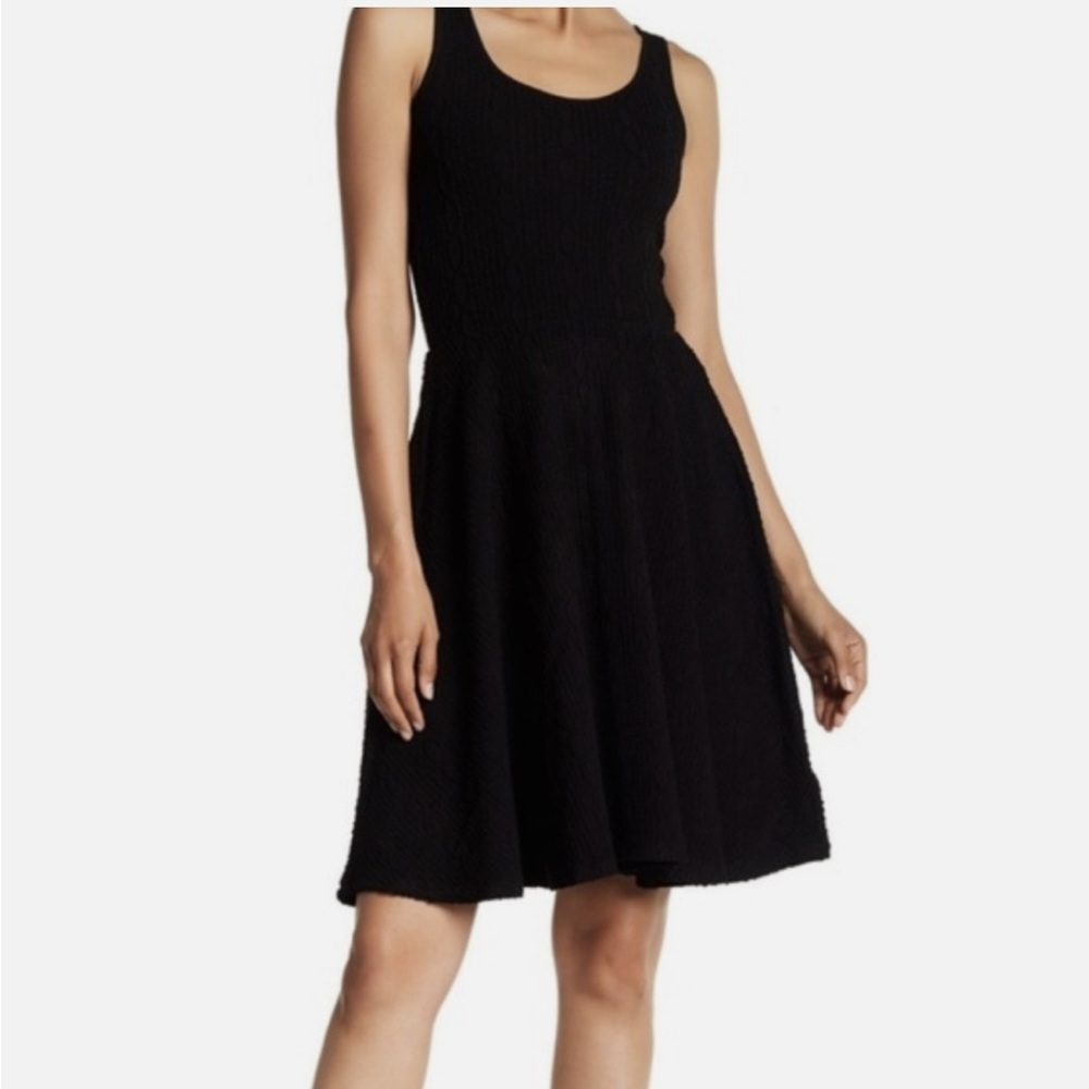 Anthropologie Cabled Garonne swingy knit Dress by Bordeaux, Black M